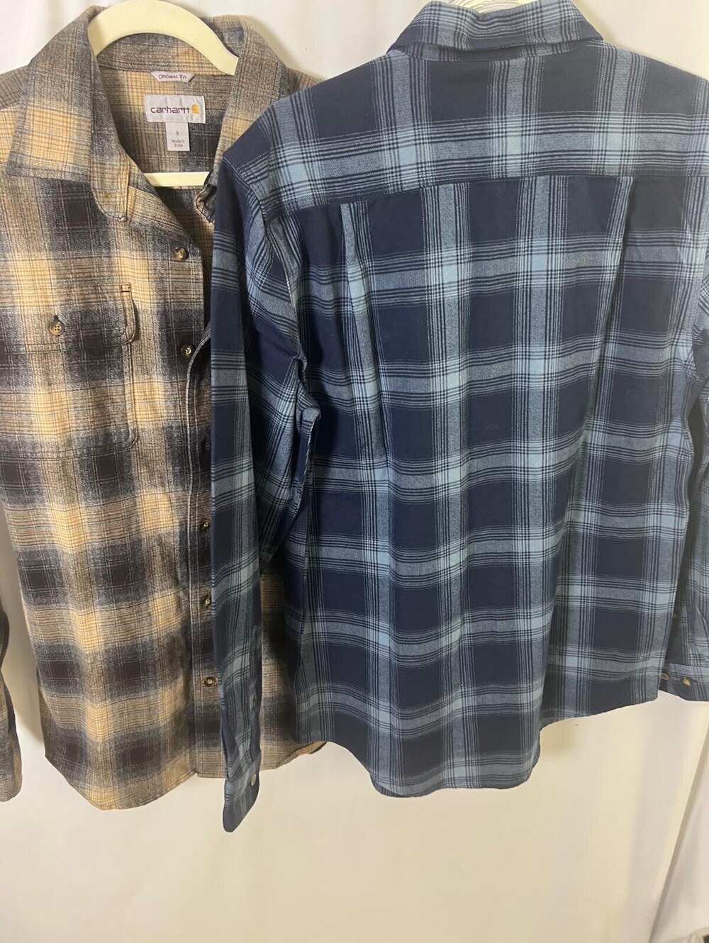 Carhartt Button-Up Plaid Shirt Blue and Brown Small Original Fit - Picture 11 of 11
